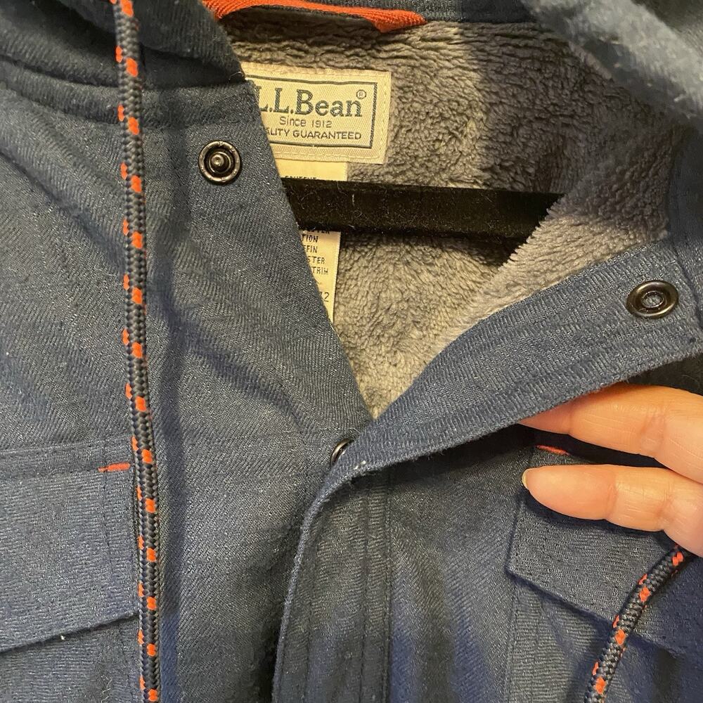 VTG LL Bean Shirt Jacket Unisex M Snap 3M Th insulated Fleece Lining Soft Hoodie - Picture 12 of 13